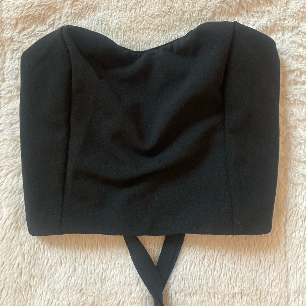 lace up tie back cropped tube top